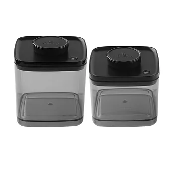ANKOMN｜Turn-N-Seal真空保鮮盒 1.5公升+2.4公升 半透明黑 (2入組)