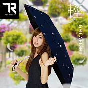 【TDN】鈴蘭花UL超輕易開收降溫三折傘黑膠晴雨傘B7617A海洋藍