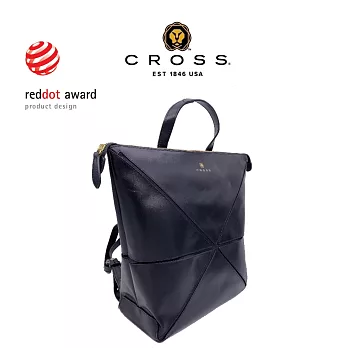 【CROSS】限量1.5折 紅點大獎 頂級NAPPA小牛皮幾何後背包 全新專櫃展示品 (黑色) (黑色)