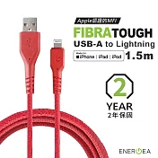 ENERGEA Fibratough iPhone快充MFI認證傳輸線 A to Lightning 1.5M紅色