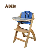 Abiie Beyond Junior Y成長型高腳餐椅原木色+椅墊水手藍