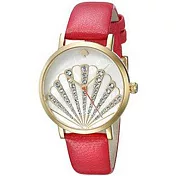 Kate Spade 海洋之心時尚皮革錶帶女用腕錶-橘紅 (無盒裝)