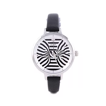 Kate Spade Metro系列條紋蝴蝶結計時腕錶-黑白 (無盒裝)