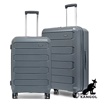 KANGOL - 英國袋鼠24+28吋輕量耐磨可加大PP行李箱-多色可選 灰色