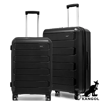 KANGOL - 英國袋鼠24+28吋輕量耐磨可加大PP行李箱-多色可選 黑色