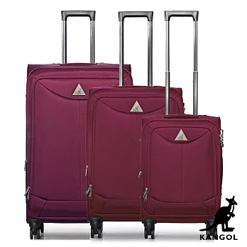 KANGOL - 英國袋鼠世界巡迴布面行李箱三件組-共3色紅色