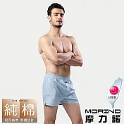 【MORINO摩力諾】純棉透氣居家舒適素色平口褲/四角褲 XL 水藍