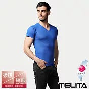 【TELITA】吸汗快乾涼爽素色短袖衣/T恤 L 藍色