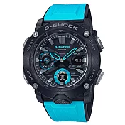 【CASIO】G-SHOCK URBAN OUTDOOR碳纖維可替換錶帶運動錶-天藍(GA-2000-1A2)