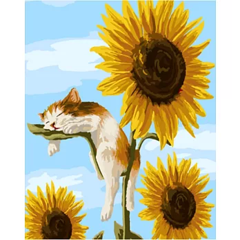 ArtLife藝術生活【66508】猫咪向日葵_DIY 數字 油畫 彩繪