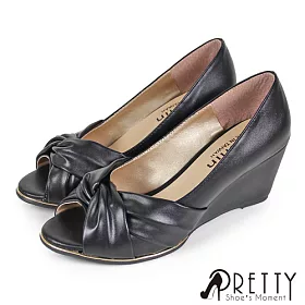 博客來 Pretty 典雅交叉抓皺金屬邊楔型魚口鞋jp23黑色 博客來 Pretty 典雅交叉抓皺金屬邊楔型魚口鞋jp23黑色