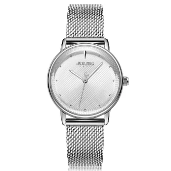 【JULIUS】一見傾心簡約米蘭錶帶腕錶(四色/32X37mm)銀色