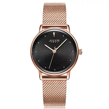 【JULIUS】一見傾心簡約米蘭錶帶腕錶(四色/32X37mm) 玫金X黑