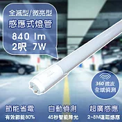 【APEX】T8 2呎7W LED 微波感應燈管 白光全滅型(0%~100%)