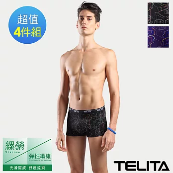 【TELITA】親膚嫘縈電路板平口褲/四角褲-4件組 M 混搭色
