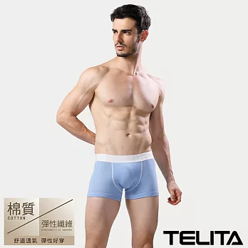 【TELITA】素色彈性運動平口褲/四角褲 M 藍色