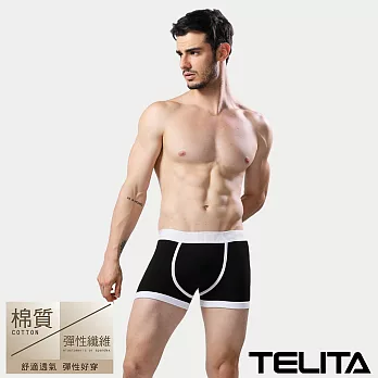 【TELITA】潮流個性彈性平口褲/四角褲 L 黑色