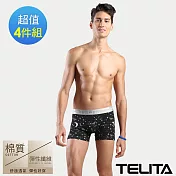 【TELITA】星際閃電彈性平口褲/四角褲-4件組 XL 星際(黑)