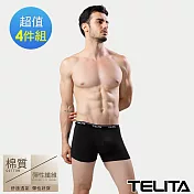 【TELITA】彈性素色平口褲/四角褲-4件組M黑色