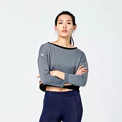 ANN RENA REYES | 短版剪裁長袖上衣（運動罩衫.瑜伽.健身)S灰藍