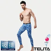 【TELITA】吸濕排汗迷彩運動長褲/內搭褲 L 藍迷彩