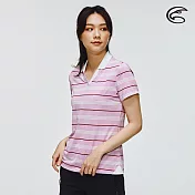 ADISI 女抑菌抗UV YOKO領POLO衫AL2011021 (S-2XL) (柔軟彈性、吸濕排汗、抗UV)M雙色粉紫條紋