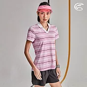 ADISI 女抑菌抗UV YOKO領POLO衫AL2011021 (S-2XL) (柔軟彈性、吸濕排汗、抗UV)XL雙色粉紫條紋