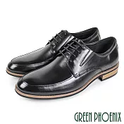 【GREEN PHOENIX】男 紳士皮鞋 商務皮鞋 漸層 渲染 綁帶 全真皮 EU38 黑色