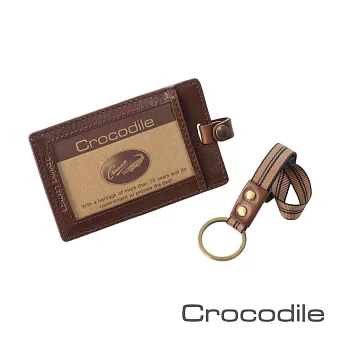 Crocodile Natural 直式識別證0103-5832 咖啡色