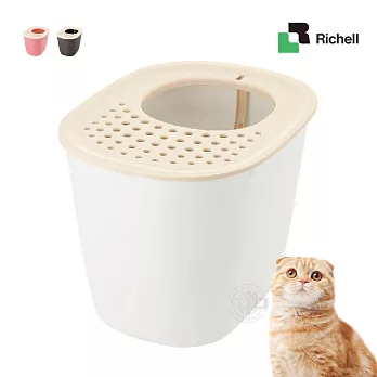 Richell 拉普蕾 不沾沙貓廁所 附貓鏟 單層 貓砂盆 貓便盆 除砂墊 貓沙盆 寵物廁所 自然白