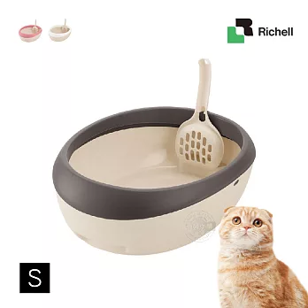 Richell 拉普蕾 蛋型便盆 S 附貓鏟 單層 貓砂盆 貓便盆 除砂墊 貓沙盆 寵物廁所 自然白