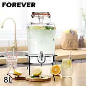 【日本FOREVER】派對專用玻璃果汁飲料桶8L(附桶架)