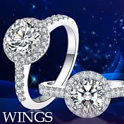 【WINGS】燦星 經典環鑽時尚款 八心八箭精鍍白金戒指 聖誕(女戒 鋯鑽 擬真鑽 單鑽) 6號