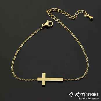【Sayaka紗彌佳】祈願簡約十字架造型鈦鋼手鍊 -玫瑰金