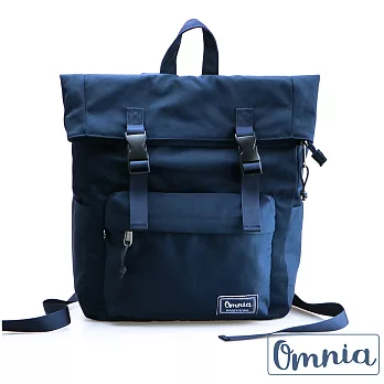 【OMNIA】日系街頭學院風大容量尼龍後背包(3色) 深藍