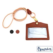 【OMNIA】馬毛壓紋橫式牛皮證件套悠遊卡套(2色)咖啡