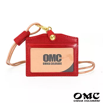 【OMC】義大利植鞣牛皮橫式識別證套悠遊卡套(8色)紅色