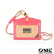 【OMC】義大利植鞣牛皮橫式識別證套悠遊卡套(8色)粉色