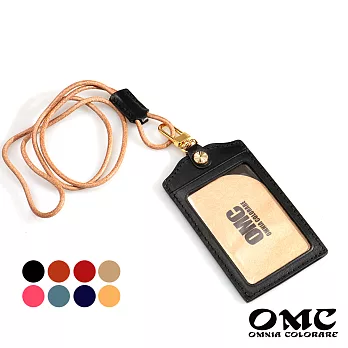 【OMC】【OMC】歐洲植鞣牛皮直式識別證套悠遊卡套(8色)黑色