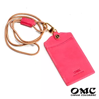 【OMC】【OMC】歐洲植鞣牛皮直式識別證套悠遊卡套(8色)粉色