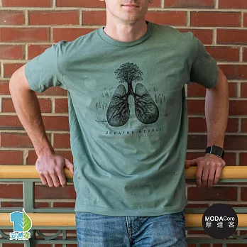 摩達客 -美國The Mountain都會系列 肺與樹 藝術中性修身短袖T恤  個性時尚柔軟舒適高級混紡 S 墨綠色
