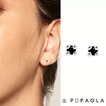 PD PAOLA 西班牙時尚潮牌 單鑽耳環 迷你耳環 925純銀 銀色黑鑽