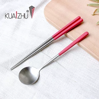【KUAI ZHU】台箸不銹鋼餐具組-小籠包系列2組 茜紅