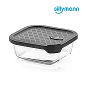 【韓國sillymann】 100%鉑金矽膠微波烤箱輕量玻璃保鮮盒(正方型300ml)灰色