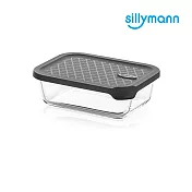 【韓國sillymann】 100%鉑金矽膠微波烤箱輕量玻璃保鮮盒(長方型1000ml)灰
