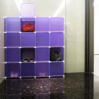 【H&R安室家】16格16門收納櫃-12吋百變收納櫃/組合櫃-HP59浪漫紫