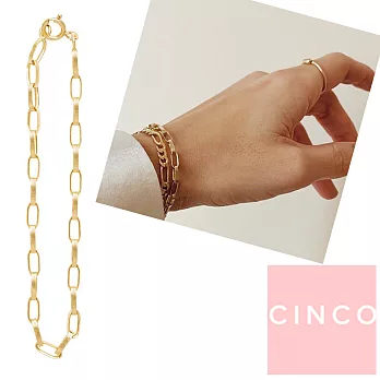 CINCO 葡萄牙精品 Pernille bracelet 925純銀鑲24K金鎖扣手鍊 簡約百搭款