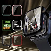 CITYBOSS for Apple watch一體成形式玻璃加保護殻-42mm黑