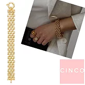 CINCO 葡萄牙精品 Gala bracelet 925純銀鑲24K金手鍊 復古方塊編織手鍊