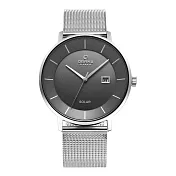 OBAKU 太陽能時尚環保鋼質腕錶-銀灰色